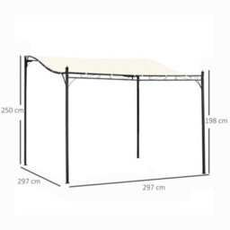 Outsunny 3 X 3M Wall Mounted Awning Free Stand Canopy Shade Garden Porch Pergola - thumbnail 3