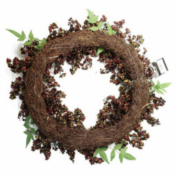 Leaf 55Cm Artificial Hanging Black Berries Wreath - thumbnail 4