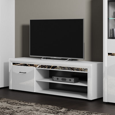 Heze Furniture Whitney 1 Door Tv Unit With 2 Shelves And Decorative Panel - image 1