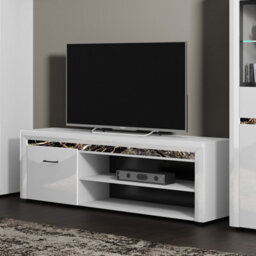 Heze Furniture Whitney 1 Door Tv Unit With 2 Shelves And Decorative Panel - thumbnail 1