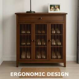 BMBO Large 4 Tier Wooden Shoe Storage Cabinet Organiser Brown - thumbnail 9