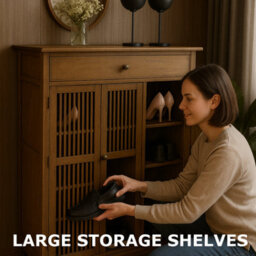 BMBO Large 4 Tier Wooden Shoe Storage Cabinet Organiser Brown - thumbnail 6