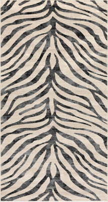 Livabliss City-Animal Print Grey Beige Black Boho Zebra Pattern Living Dining Bedroom Rug 80 X 150 Cm Easy Care, Non Shedding - image 1