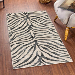 Livabliss City-Animal Print Grey Beige Black Boho Zebra Pattern Living Dining Bedroom Rug 80 X 150 Cm Easy Care, Non Shedding - thumbnail 2