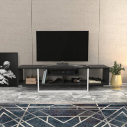 Decorotika Astona Tv Stand Tv Unit For Tvs Up To 65 Inch Black Marble Effect And White