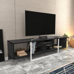 Decorotika Astona Tv Stand Tv Unit For Tvs Up To 65 Inch Black Marble Effect And White - thumbnail 4