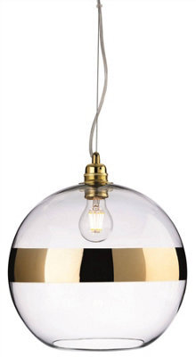 Luminosa Lighting Luminosa Saturn 1 Light Globe Ceiling Pendant Gold, Clear Glass, E27