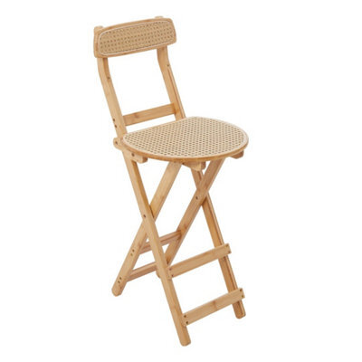 Folding Bar Stool Bamboo Kitchen Counter Height Stools Resin Rattan Seat - image 1