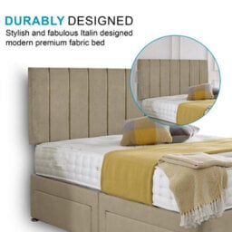 Dining Tables Oslo Matching Headboard Divan Set, 2 Drawer On Same Side With Sprung 1500 Comfort Mattress - Light Boucle Natural - Double - thumbnail 3