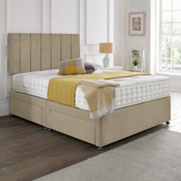 Dining Tables Oslo Matching Headboard Divan Set, 2 Drawer On Same Side With Sprung 1500 Comfort Mattress - Light Boucle Natural - Double - thumbnail 1