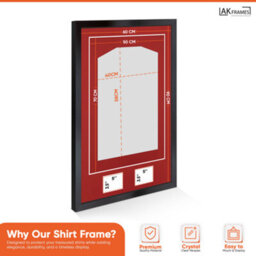 "AK Frames 90X60Cm Matte Black Football Shirt Frame With Crimson Mount - 58X40Cm Shirt Window Plus Two 5X3.5"" Photo Apertures" - thumbnail 3