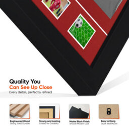"AK Frames 90X60Cm Matte Black Football Shirt Frame With Crimson Mount - 58X40Cm Shirt Window Plus Two 5X3.5"" Photo Apertures" - thumbnail 7