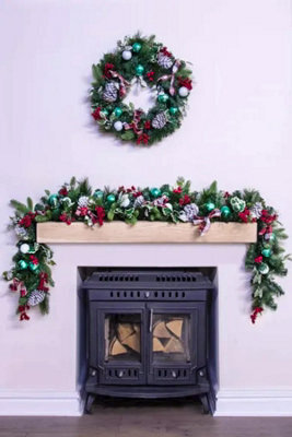 Christmas Tree World 180Cm Decorated Mixed Pine Garland With Tartan Bows - image 1