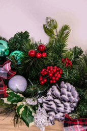 Christmas Tree World 180Cm Decorated Mixed Pine Garland With Tartan Bows - thumbnail 3