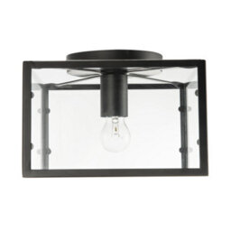 Happy Homewares Industrial Square Box Matte Black Ceiling Light With Clear Glass Sides - thumbnail 5