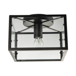 Happy Homewares Industrial Square Box Matte Black Ceiling Light With Clear Glass Sides - thumbnail 2