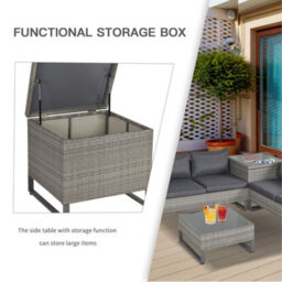 Outsunny 4 Pcs Rattan Wicker Sofa Set Conservatory Furniture W/ Side Storage Box - thumbnail 6