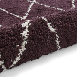 Purple Geometric Shaggy Rug, Stain-Resistant 45mm Pile Modern Rug For Bedroom, Living Room, & Dining Room-60Cm X 230Cm (Runner) - thumbnail 3