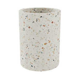 GoodHome Elland Matt Beige Terrazzo Effect Concrete & Polyresin Tumbler