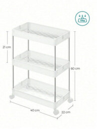 Songmics Storage Trolley, Rolling Shelf, 3 Levels, Space-Saving, For Bathroom, Kitchen, Office, 40 X 22 X 60 Cm - thumbnail 5