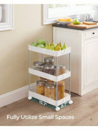 Songmics Storage Trolley, Rolling Shelf, 3 Levels, Space-Saving, For Bathroom, Kitchen, Office, 40 X 22 X 60 Cm - thumbnail 2