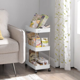 Songmics Storage Trolley, Rolling Shelf, 3 Levels, Space-Saving, For Bathroom, Kitchen, Office, 40 X 22 X 60 Cm - thumbnail 9