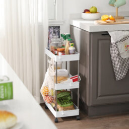 Songmics Storage Trolley, Rolling Shelf, 3 Levels, Space-Saving, For Bathroom, Kitchen, Office, 40 X 22 X 60 Cm - thumbnail 6