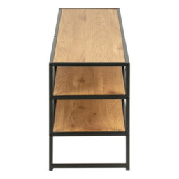 Furniture To Go Seaford Black Metal Open Tv Unit With 3 Oak Shelves - thumbnail 4