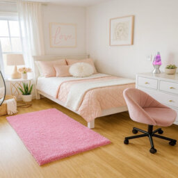 Uetian Pink Shaggy Rug Medium Size Area Rug For Living Room Bedroom Kids Room Pile 5Cm Thick Soft Texture Rug Pink ( 120 X170) - thumbnail 6