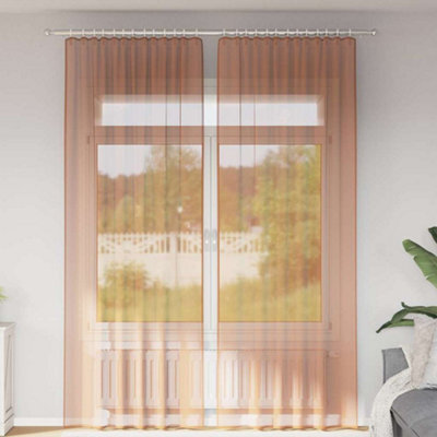 Walplus Voile Curtains With Rod Pockets 2 Pcs Terracotta - image 1