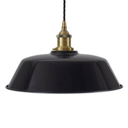 Navy Blue Chancery Painted Dome Pendant Light With Antique Brass Lamp Holder And Black Twisted Cable - Se Home