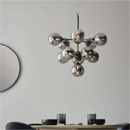 Loops Multi Arm Hanging Ceiling Pendant Light - Black Chrome Plate & Smoked Mirror Glass - 11 X 3W Led G9 - thumbnail 4