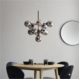 Loops Multi Arm Hanging Ceiling Pendant Light - Black Chrome Plate & Smoked Mirror Glass - 11 X 3W Led G9 - thumbnail 3