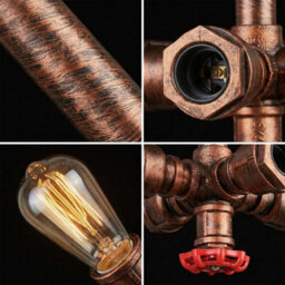 Industrial Pipe Chandelier 4 Light Steampunk Lighting Fixture In Rustic Red Finish - thumbnail 6