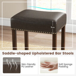Costway Set Of 2 Bar Stools Upholstered Counter Height Saddle Stools Pu Leather 60Cm - thumbnail 6