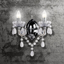 First Choice Lighting Clear Acrylic And Chrome Marie Therese Style 2 X 40W Wall Light - thumbnail 2