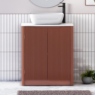 Royal Bathrooms Avenza 600mm Terracotta Clay Floor Standing Bathroom Vanity Unit 2 Door With Elva Basin - image 1