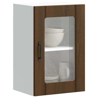 Berkfield Kitchen Wall Cabinet With Glass Door Lucca Brown Oak - image 1