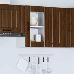 Berkfield Kitchen Wall Cabinet With Glass Door Lucca Brown Oak - thumbnail 4