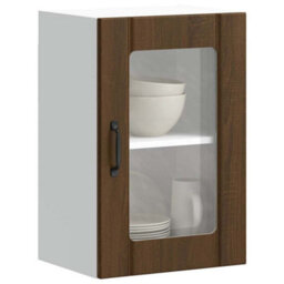 Berkfield Kitchen Wall Cabinet With Glass Door Lucca Brown Oak