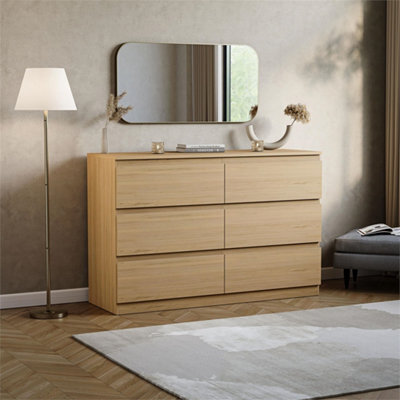 Pine Modern 6 Chest Of Drawers Storage Tall Wide Bedroom Furniture - image 1