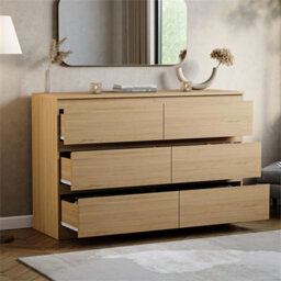 Pine Modern 6 Chest Of Drawers Storage Tall Wide Bedroom Furniture - thumbnail 4
