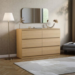 Pine Modern 6 Chest Of Drawers Storage Tall Wide Bedroom Furniture - thumbnail 1