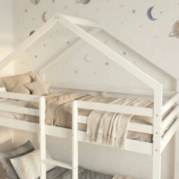 Nöa & Nani Noa & Nani Kirstine 3Ft Single Bunk Bed In White - For Childrens Bedroom - Solid Wood Sleeper With Ladder & Safety Rails - thumbnail 2