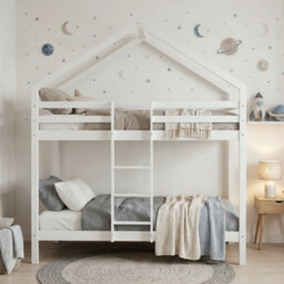 Nöa & Nani Noa & Nani Kirstine 3Ft Single Bunk Bed In White - For Childrens Bedroom - Solid Wood Sleeper With Ladder & Safety Rails - thumbnail 1