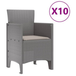 Berkfield Garden Dining Set With Cushion 11 Pcs Light Grey Poly Rattan - thumbnail 5