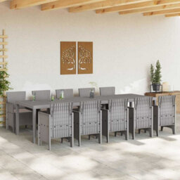 Berkfield Garden Dining Set With Cushion 11 Pcs Light Grey Poly Rattan - thumbnail 3