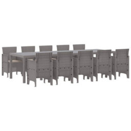 Berkfield Garden Dining Set With Cushion 11 Pcs Light Grey Poly Rattan - thumbnail 2