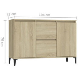 Berkfield Sideboard Sonoma Oak 104X35X70 Cm Engineered Wood - thumbnail 7
