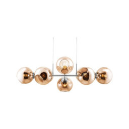 Luminosa Lighting Luminosa Pilar Bar Pendant Ceiling Light Nickel Matt Amber Glass Shade 8X E27 - thumbnail 1